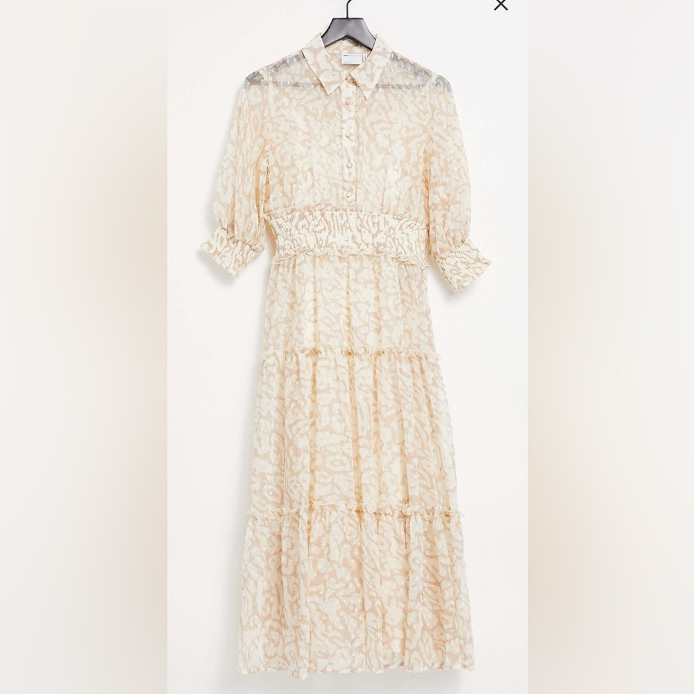 ASOS DESIGN Midi Natural Animal Print Dress